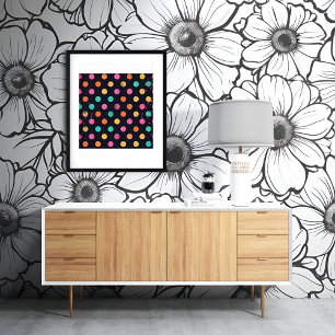 Black and White Abstract Floral Seamless Pattern  Wallpaper