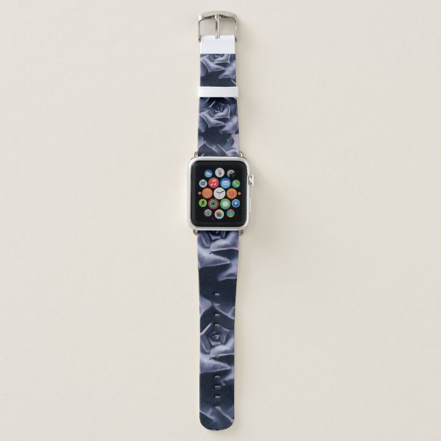 BLACK AND WHITE ABSTRACT FLOWERS PAINTING APPLE WATCH BAND (Front)