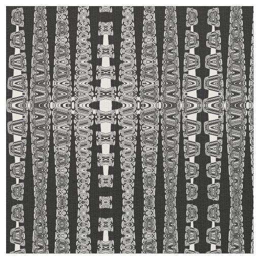 black and white abstract fractal geometric pattern fabric