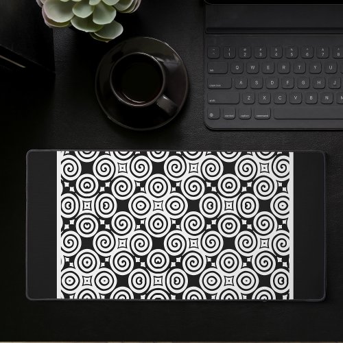 Black And White Abstract Geometric Gaming Desk Mat
