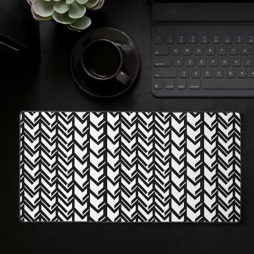 Black And White Abstract Geometric Gaming Desk Mat