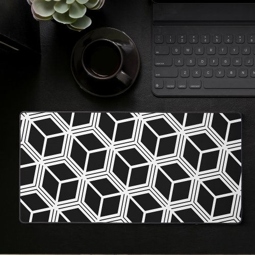 Black And White Abstract Geometric Gaming Desk Mat