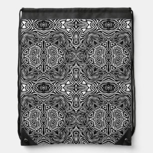 Black and white abstract geometric modern pattern  drawstring bag
