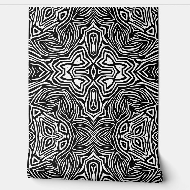 Black and white abstract geometric modern pattern  wallpaper  (Unrolling)