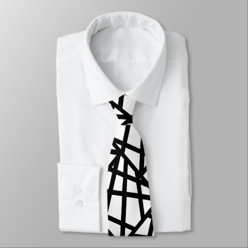 Black and White Abstract Geometric Neck Tie