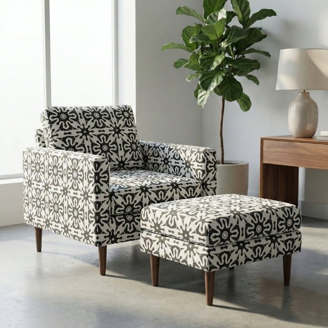 Black and White Abstract Geometric Op Art Pattern Fabric (Creator Uploaded)