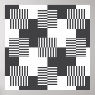 Black and White Abstract Geometric Pattern Poster