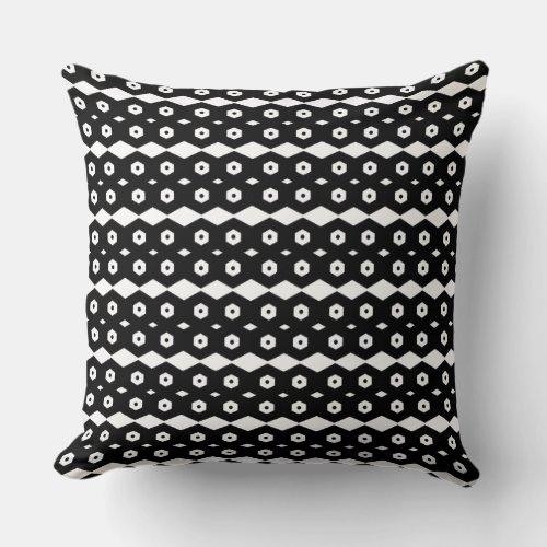 Black and White Abstract Geometric Pattern Throw Pillow