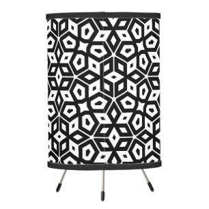 Black and White Abstract Geometric Pattern Tripod Lamp
