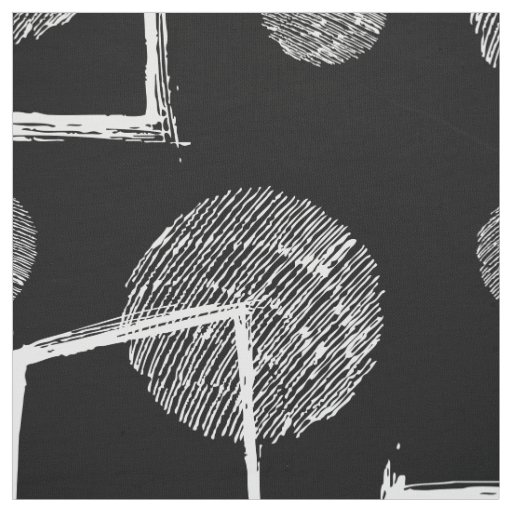 Black and white abstract geometric shapes pattern fabric