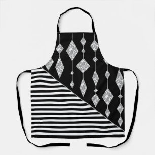 Black and white, abstract, geometric, simple, Scan Apron
