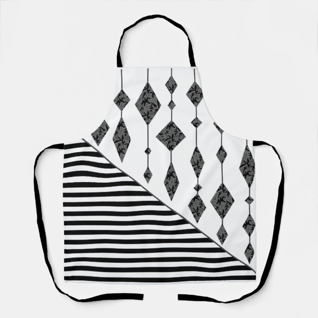 Black and white, abstract, geometric, simple, Scan Apron (Front)