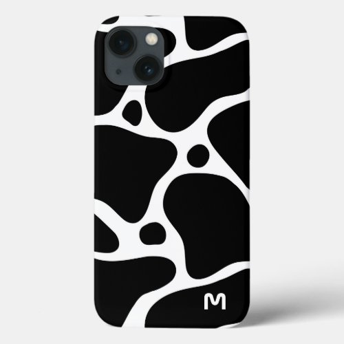 Black and white abstract giraffe pattern iPhone 13 case