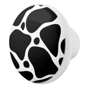 Black and white abstract giraffe pattern ceramic knob