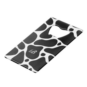 Black and white abstract giraffe pattern credit card bottle opener