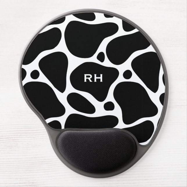 Black and white abstract giraffe pattern gel mouse pad (Front)