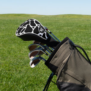 Black and white abstract giraffe pattern golf head cover
