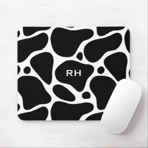 Black and white abstract giraffe pattern mouse pad