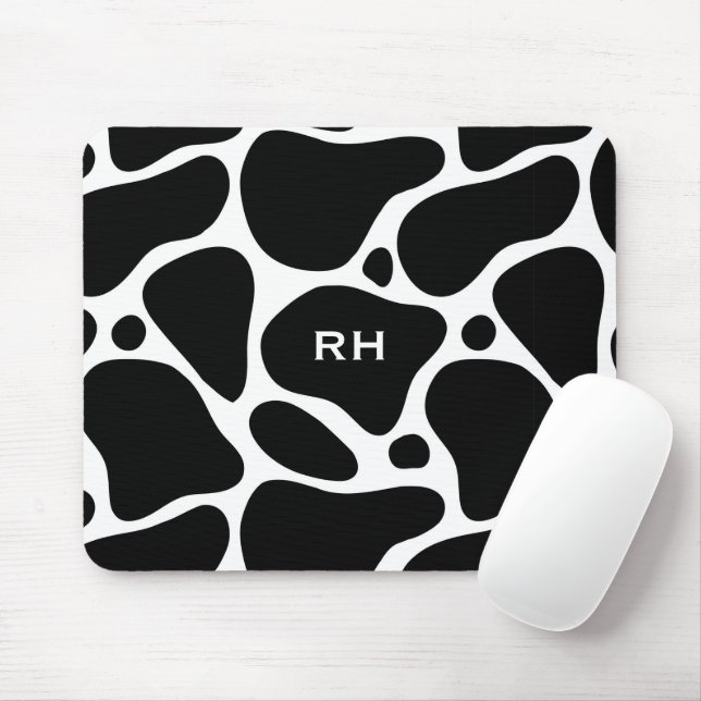 Black and white abstract giraffe pattern mouse pad (With Mouse)
