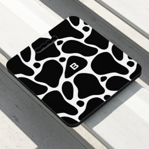 Black and white abstract giraffe pattern seat cushion