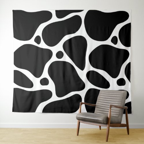 Black and white abstract giraffe pattern tapestry