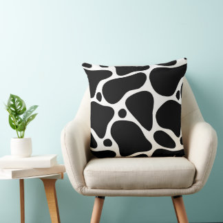 Black and white abstract giraffe pattern throw pillow