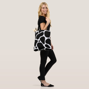 Black and white abstract giraffe pattern tote bag