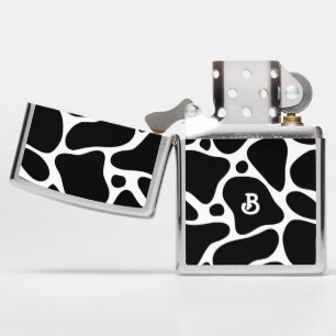 Black and white abstract giraffe pattern zippo lighter