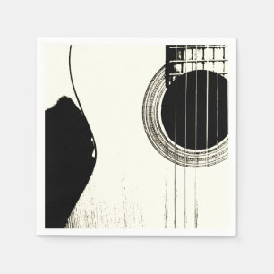 Black and White Abstract Guitar Napkins