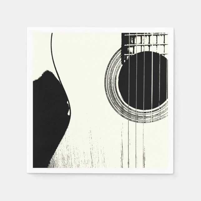 Black and White Abstract Guitar Napkins (Front)
