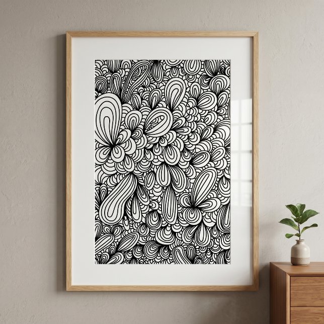  Black and White Abstract Hand Drawn Doodle Art Poster (Creator Uploaded)