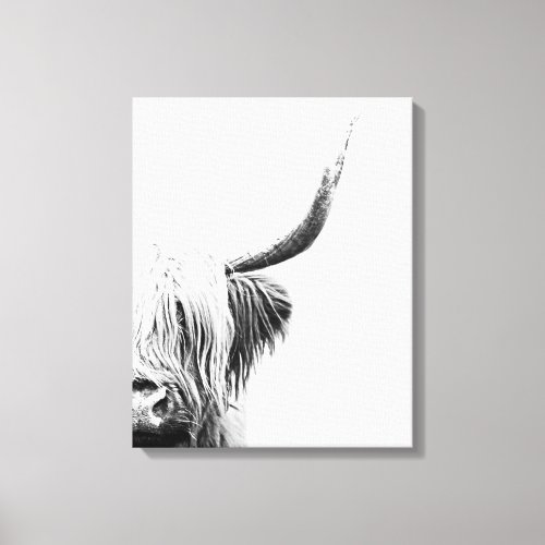 Black and White Abstract Highland Cow  Canvas Print