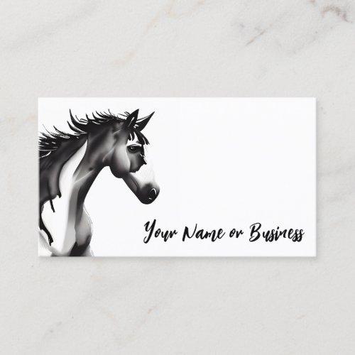 Black and White Abstract Horse Business Card