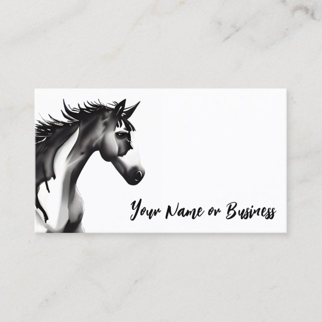 Black and White Abstract Horse Business Card (Front)
