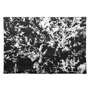 Black and White Abstract Ice Formation Cloth Placemat