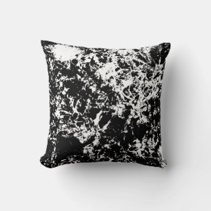 Black and White Abstract Ice Formation Throw Pillow