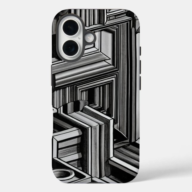  Black and White Abstract Industrial Pattern  Case-Mate iPhone Case (Back)