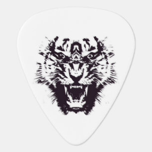 Black and White Abstract Jagged Angry Tiger Guitar Pick