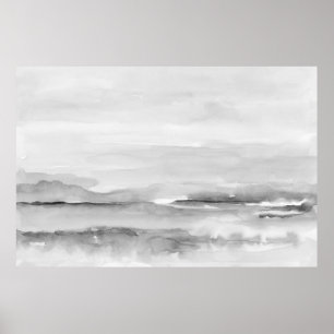 Black and White Abstract Landscape 1 Poster