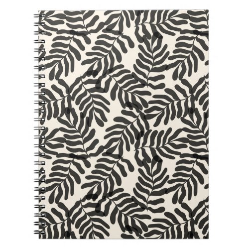 Black and white abstract leaves pattern notebook