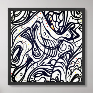 Black and White Abstract Line Art Framed Art