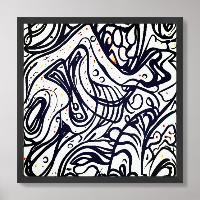 Black and White Abstract Line Art  Framed Art (Framed Front)
