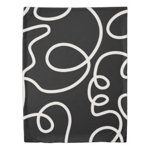 Black And White Abstract Line Brush Strokes Duvet Cover