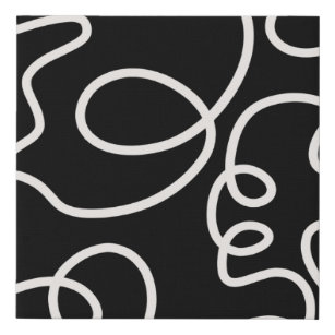Black And White Abstract Line Brush Strokes Faux Canvas Print