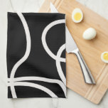 Black And White Abstract Line Brush Strokes Kitchen Towel<br><div class="desc">Mid Century Modern Abstract Brush Strokes – Minimal Line – Black background with cream white lines.</div>