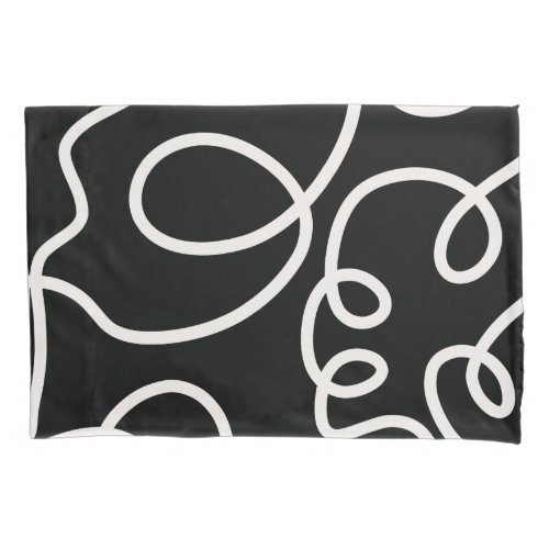 Black And White Abstract Line Brush Strokes Pillow Case