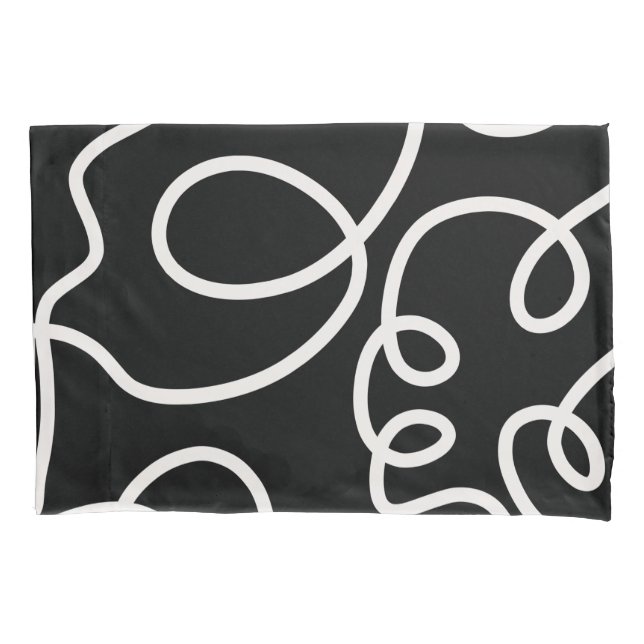 Black And White Abstract Line Brush Strokes Pillow Case (Front)