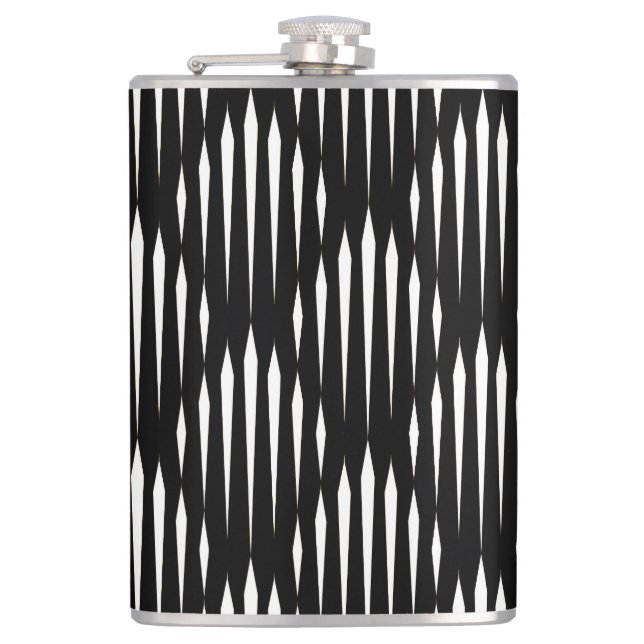 Black and White abstract line pattern Flask (Front)