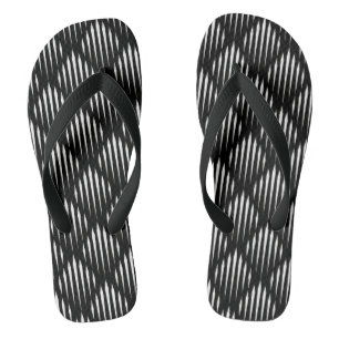 Black and White abstract line pattern Flip Flops