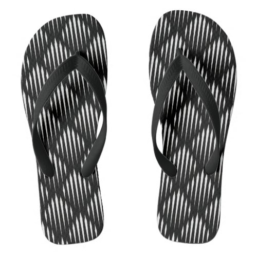Black and White abstract line pattern Flip Flops